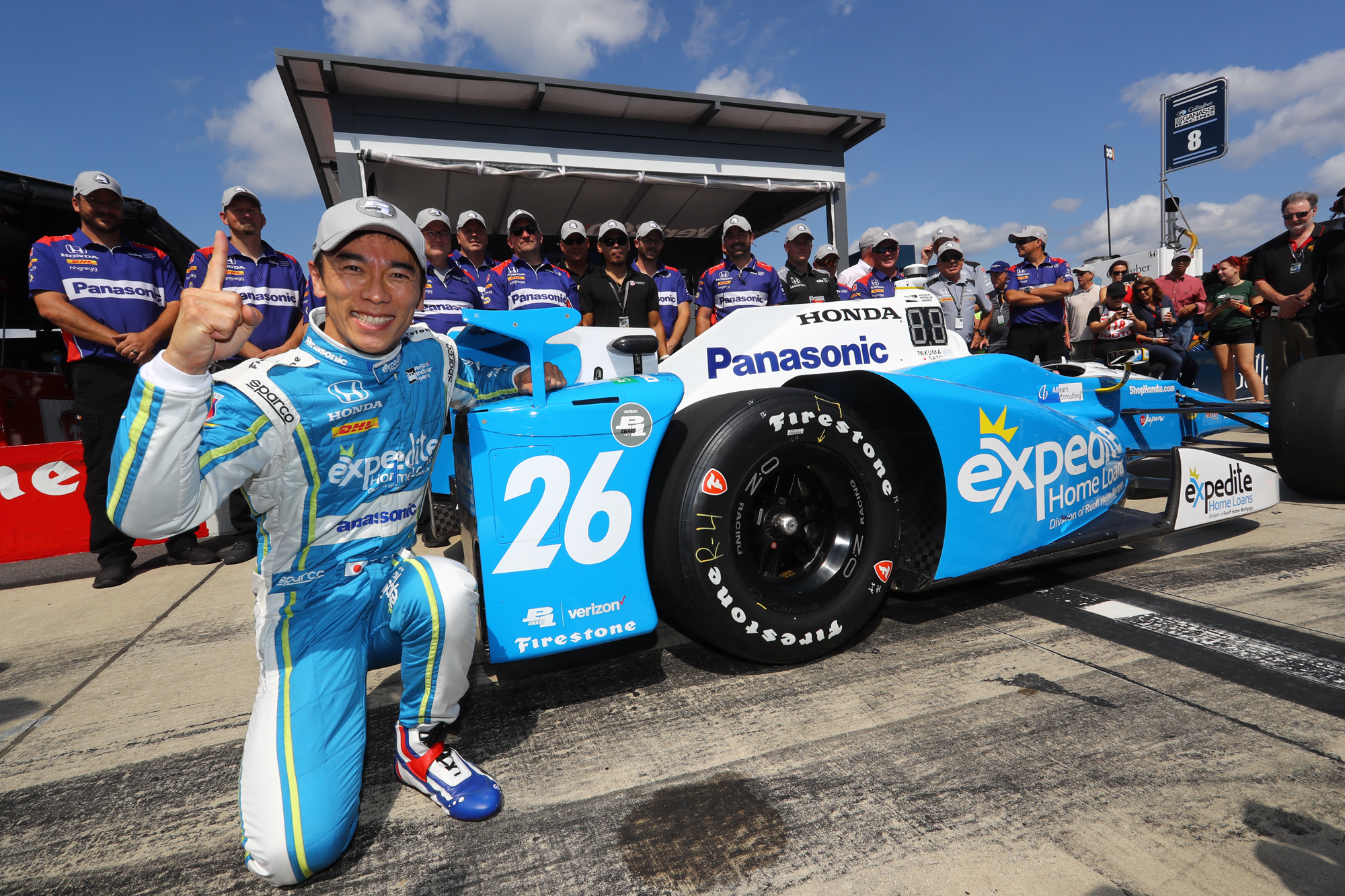 ▲Pocono: Sato won the 2nd pole position for 2017 season after Detroit.